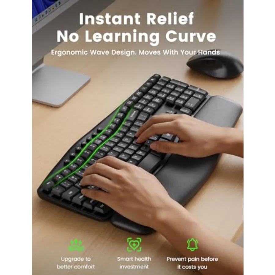 Wireless Keyboard and Mouse Combo Ma41 30Db Quiet Ergonomic 11