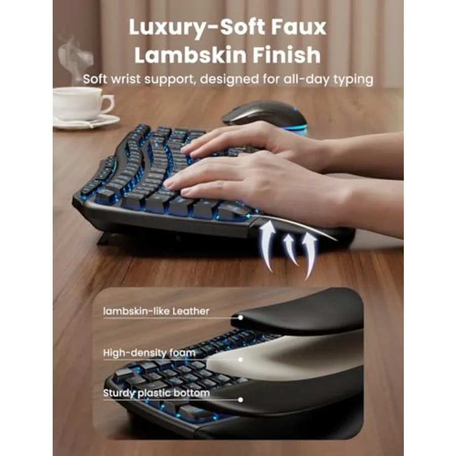 Ergonomic Wireless Keyboard and Mouse Combo 10