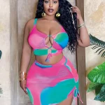 Plus Size Womens 3Pc Swimsuit Set with Gradient Print 1 | PricZone Plus Size Womens 3Pc Swimsuit Set with Gradient Print 1 | PricZone