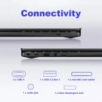 Laptop side view showing ports 2 USB C 1 USB 32 Gen 1 microSD card reader audio jack and Nano Kensington lock | PricZone