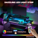 Homcom 56 Gaming Desk with Power Outlets and LED Lights 5 | PricZone