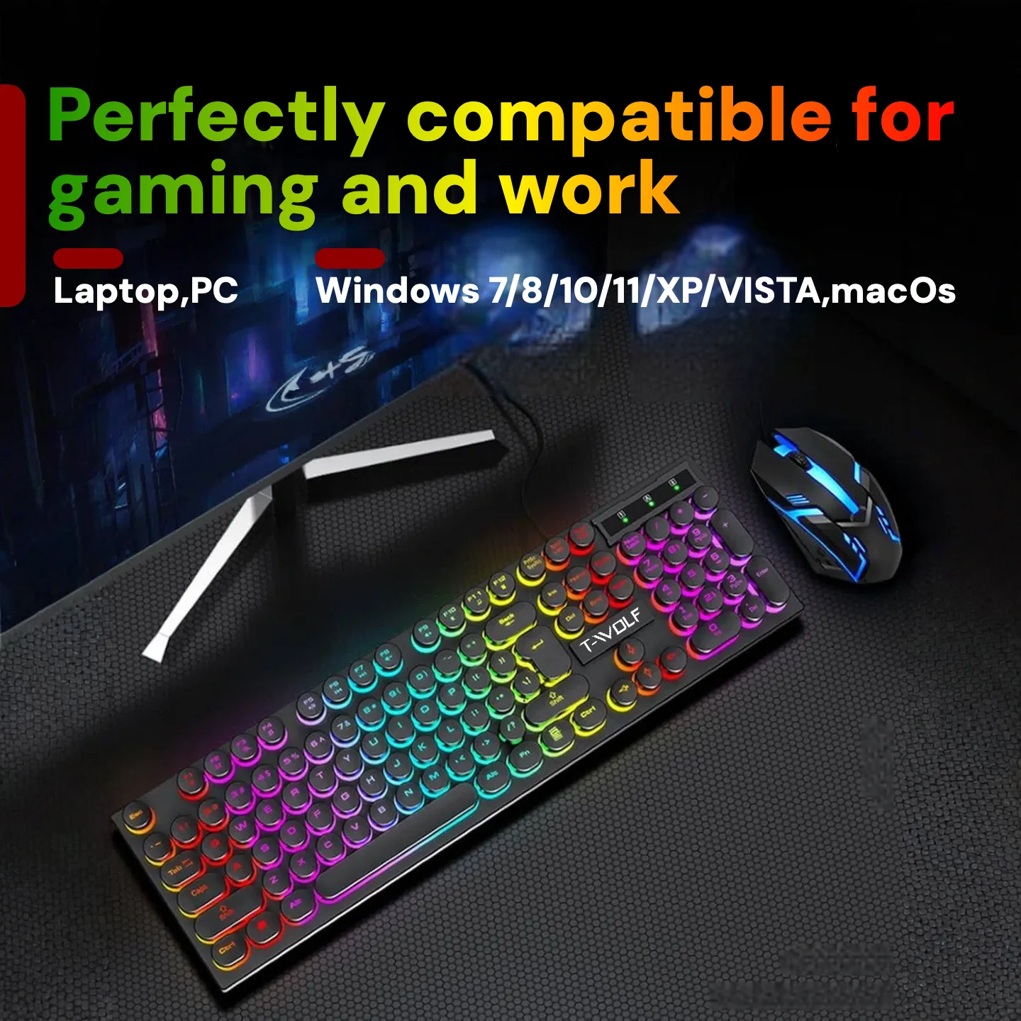 T-Wolf Mechanical RGB Wired Gaming Keyboard Mouse Combo 11