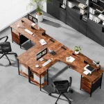 62 in L Shaped Computer Desk with 2 Drawers and Storage 6 | PricZone