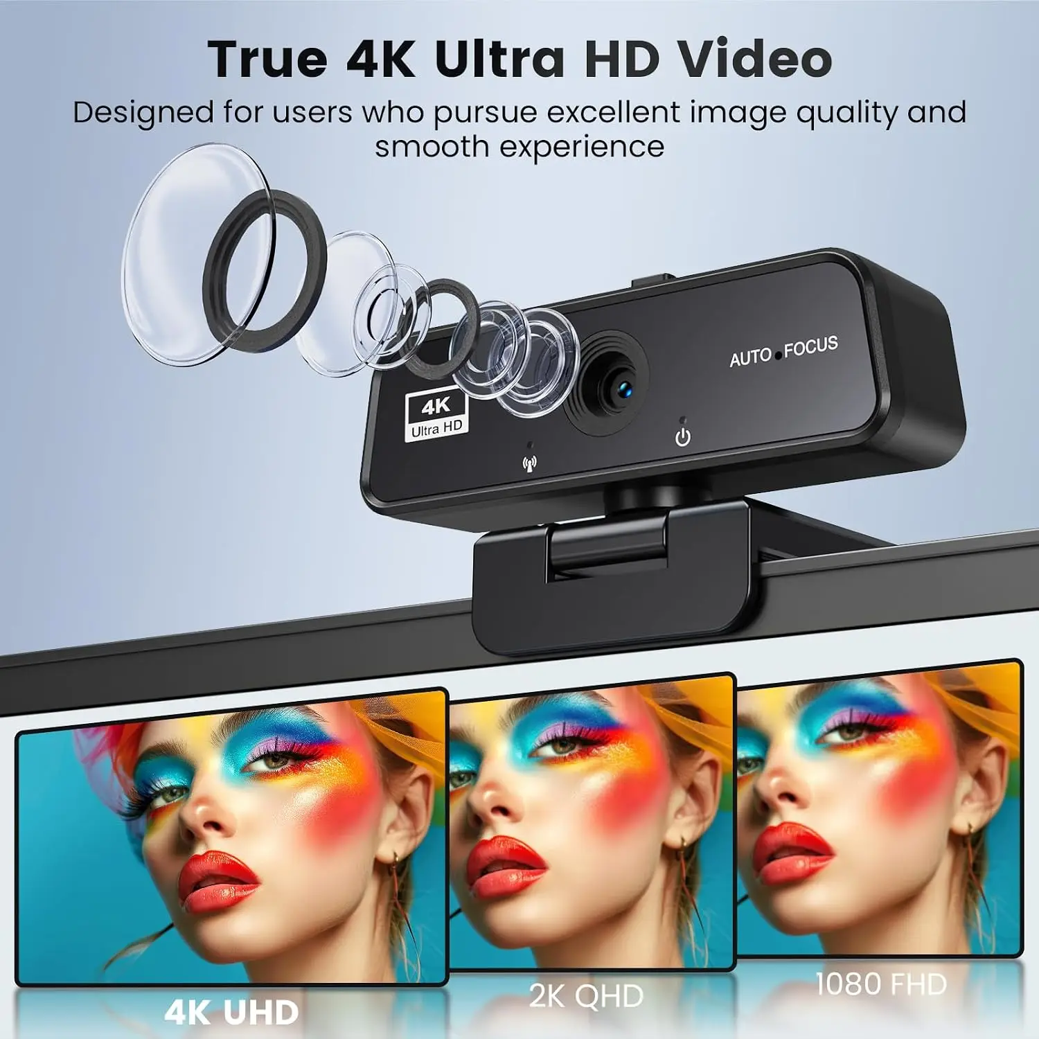4K HD Webcam for PC Streaming and Video Conferencing 8