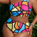 Plus Size Colorful OneShoulder Swimwear Set for Summer 4 | PricZone Plus Size Colorful One Shoulder Swimwear Set for Summer 4 | PricZone