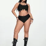 Bat Style Gothic Halter Bikini Set Plus Size Adjustable 5 | PricZone