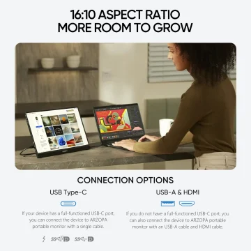 Arzopa 16 2.5K QHD Portable Monitor with IPS Screen 2