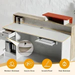 Modern White Stone Wood Reception Desk with LED Light Front 3 | PricZone Modern White Stone Wood Reception Desk with LED Light Front 3 | PricZone