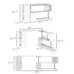 55 inch 360° Rotating Corner Computer Desk Modern L Shaped Home 3 | PricZone