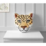 Beige Cheetah Embroidered Decorative Pillow for Kids Room 1 | PricZone