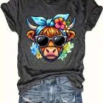 Womens Plus Size Colorful Cow Tank Top with Sunglasses 5 | PricZone Womens Plus Size Colorful Cow Tank Top with Sunglasses 5 | PricZone