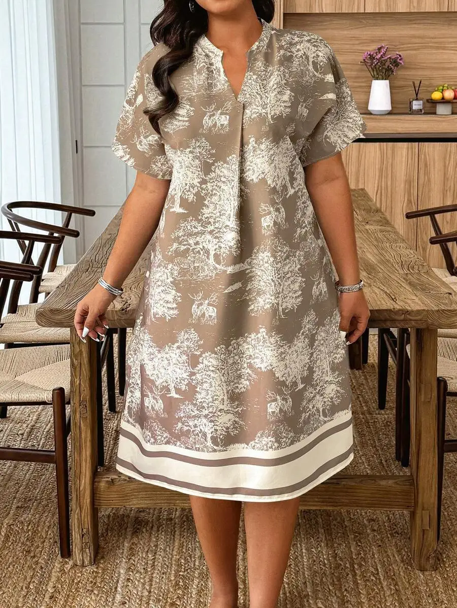 Plus Size Summer Floral Print VNeck Batwing Dress 5 | PricZone Plus Size Summer Floral Print V Neck Batwing Dress 5 | PricZone