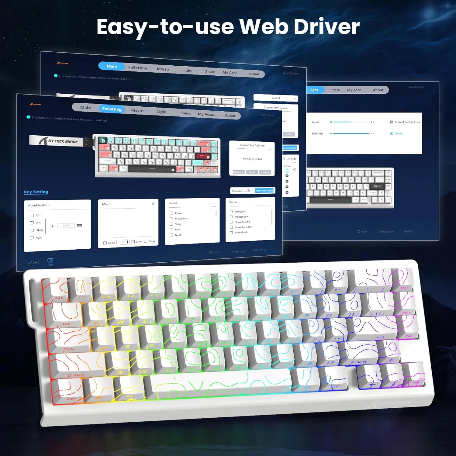 Attack Shark X68 He Rapid Trigger Magnetic Switch Keyboard 5 | PricZone Attack Shark X68 He Rapid Trigger Magnetic Switch Keyboard 5 | PricZone