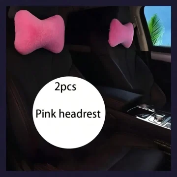 2Pcs Luxury Plush Car Neck Pillows for Comfortable Support 1