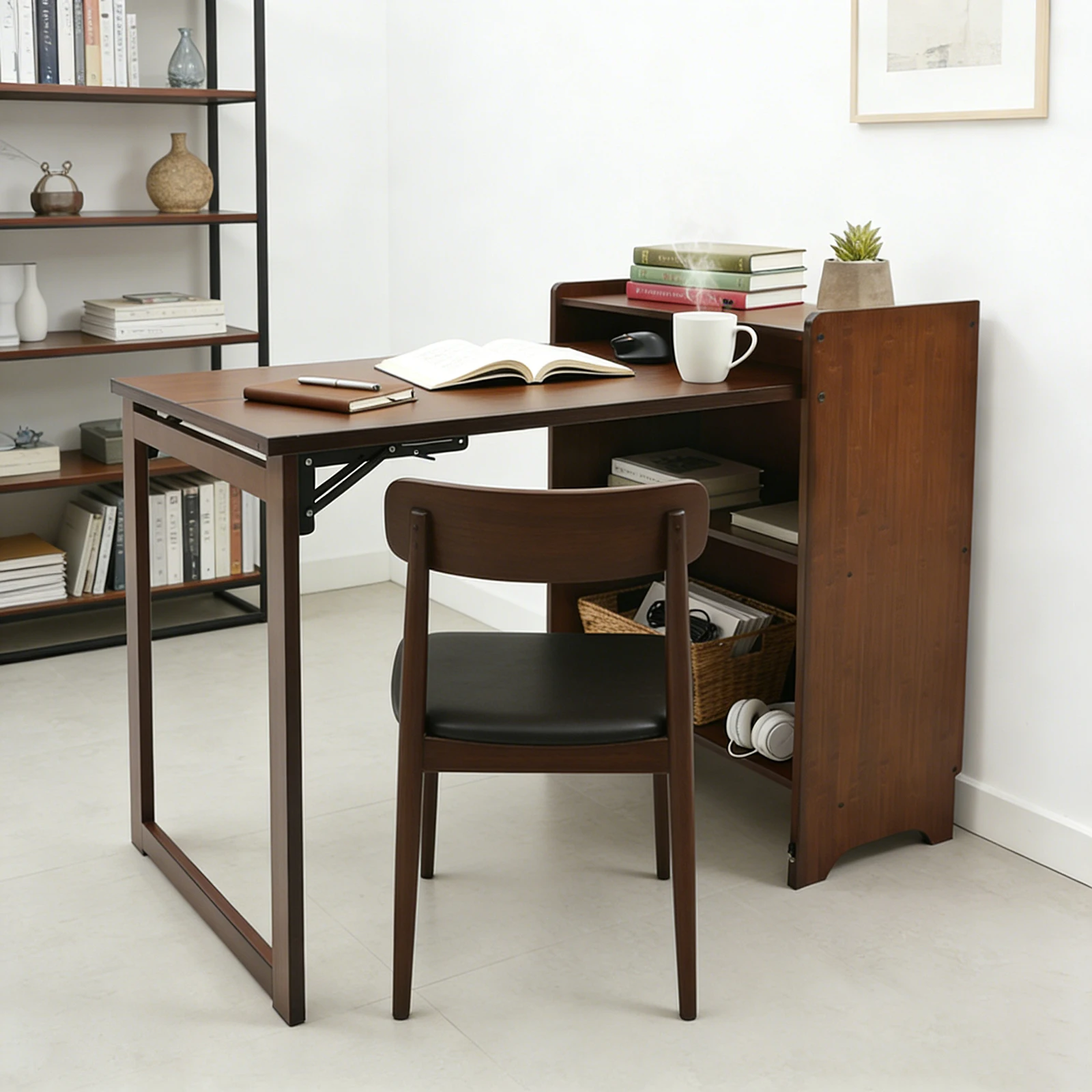 Foldable Bamboo Computer Desk with Storage Shelves 4 | PricZone Foldable Bamboo Computer Desk with Storage Shelves 4 | PricZone