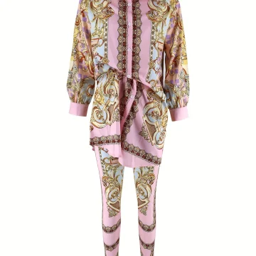 Ornate Print 2-Piece Casual Outfit Set 2
