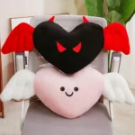 Heart Shaped Plush Pillow with Red Devil Horns and Wings 2 | PricZone
