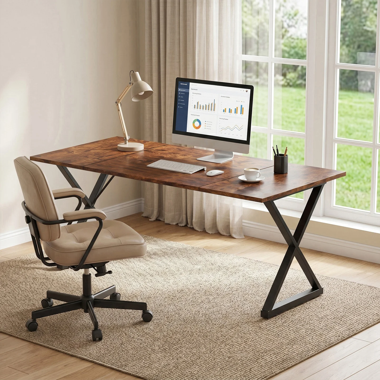 Wooden Computer Desk with Metal Legs for Home Office 2 | PricZone Wooden Computer Desk with Metal Legs for Home Office 2 | PricZone