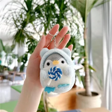 Cute Kawaii Plush Penguin Keychain Set for Women 2