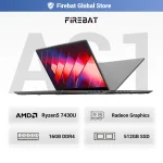 Firebat As11 Laptop Amd R5 7430U 16Gb RAM 512Gb SSD Windows 1 | PricZone