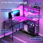 L Gaming Desk with Power Outlets and LED Lights 5 | PricZone
