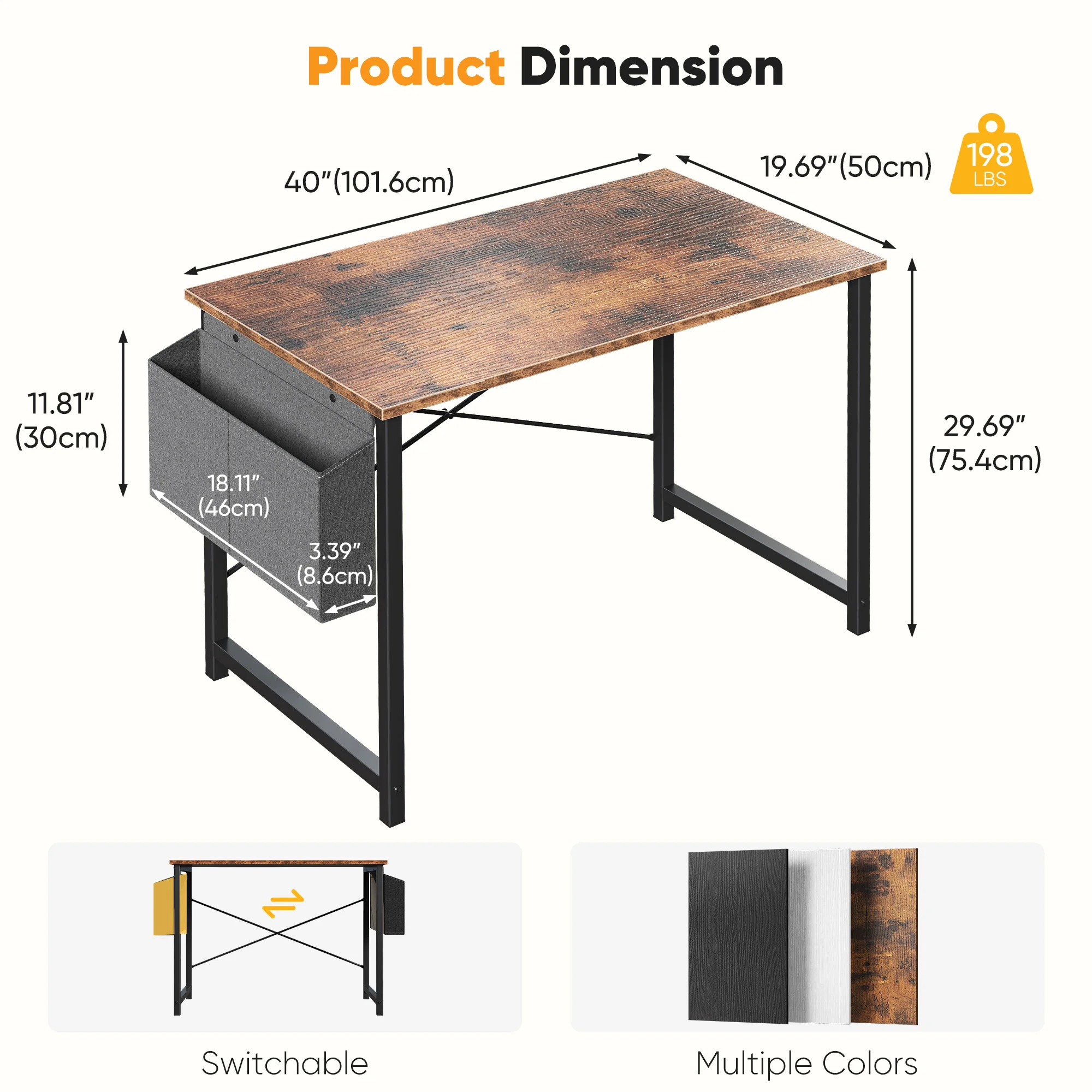 Computer Office Desk with Storage and Metal 16