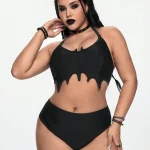 Bat Style Gothic Halter Bikini Set Plus Size Adjustable 6 | PricZone