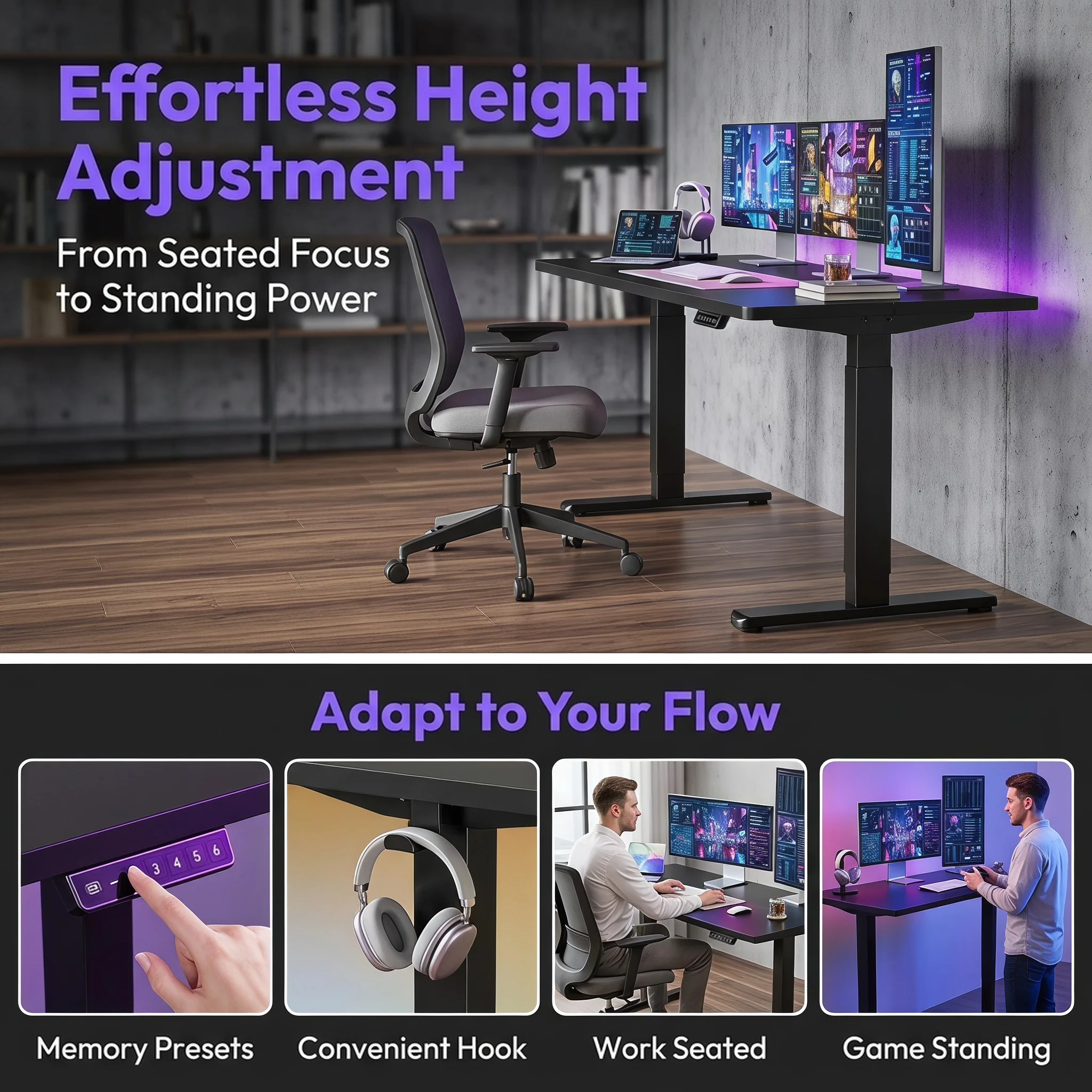 Adjustable Electric Standing Desk with 4 Memory Settings 6 | PricZone Adjustable Electric Standing Desk with 4 Memory Settings 6 | PricZone
