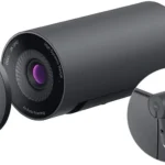 2K Qhd Webcam with Sony Sensor and Noise Reduction Mic 3 | PricZone Dell webcam with privacy cap removed showing lens and AI Auto Framing label on the cylindrical body | PricZone