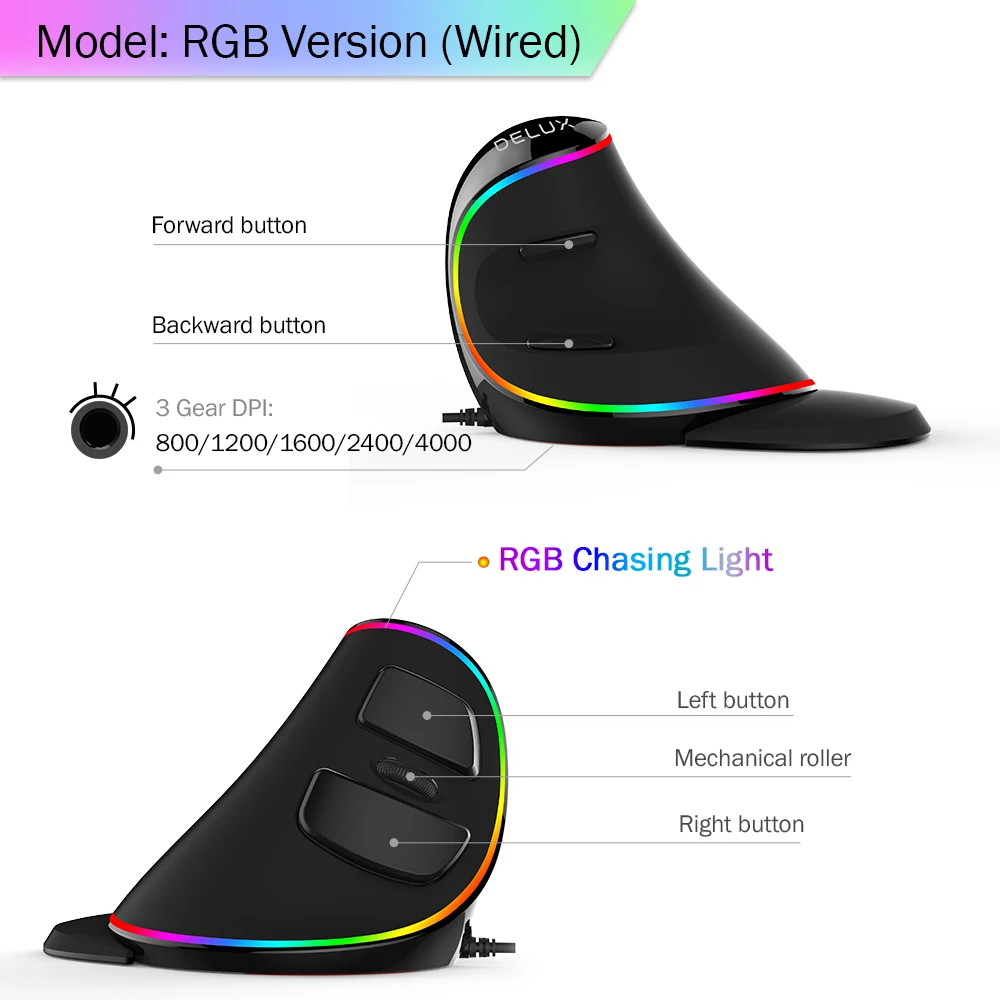 Delux M618 Plus Ergonomic Vertical Gaming Mouse 6 Buttons 3 | PricZone Delux M618 Plus Ergonomic Vertical Gaming Mouse 6 Buttons 3 | PricZone