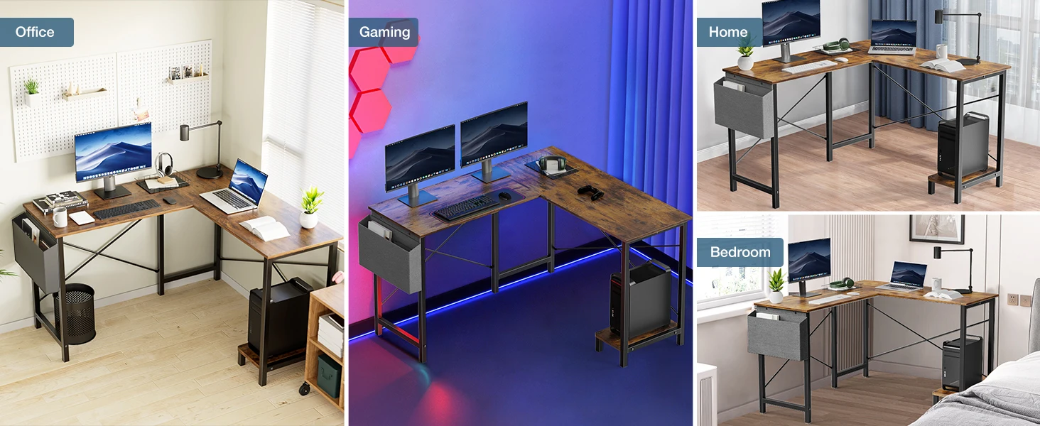 Gaming Office Desk with Storage and Side Bag 11