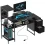 Homcom 56 Gaming Desk with Power Outlets and LED Lights