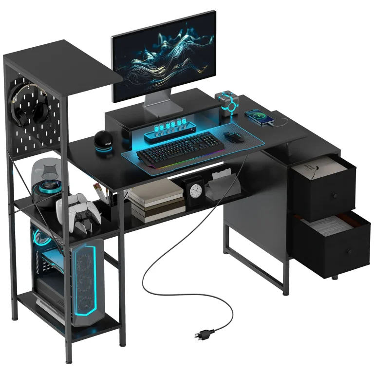 Homcom 56 Gaming Desk with Power Outlets and LED Lights product image