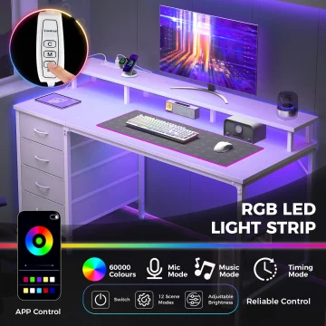 40In-47In Gaming Computer Desk with Storage and LED Lights 2
