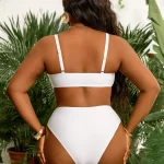 White Plus Size Detachable Bandeau Bikini Set High Waist 3 | PricZone White Plus Size Detachable Bandeau Bikini Set High Waist 3 | PricZone