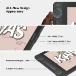Huion Kamvas 13 Gen 3 Graphics Tablet 16K Levels Pressure 1 | PricZone Promotional banner showing a handheld device with a blue lit circular dial on the right and bold headline ALL New Design Appearance on a light background | PricZone