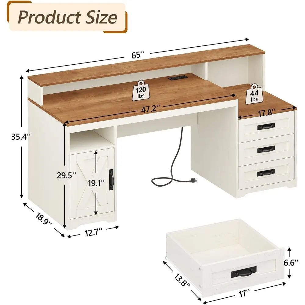 Armhouse Computer Desk with Power Outlets and Storage 2 | PricZone Armhouse Computer Desk with Power Outlets and Storage 2 | PricZone