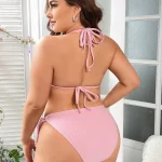 Plus Size Halter Bikini Set with Pink Beach Design 5 | PricZone
