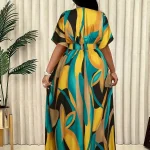 Plus Size Tropical Leaf Print Summer Maxi Dress 4 | PricZone Plus Size Tropical Leaf Print Summer Maxi Dress 4 | PricZone