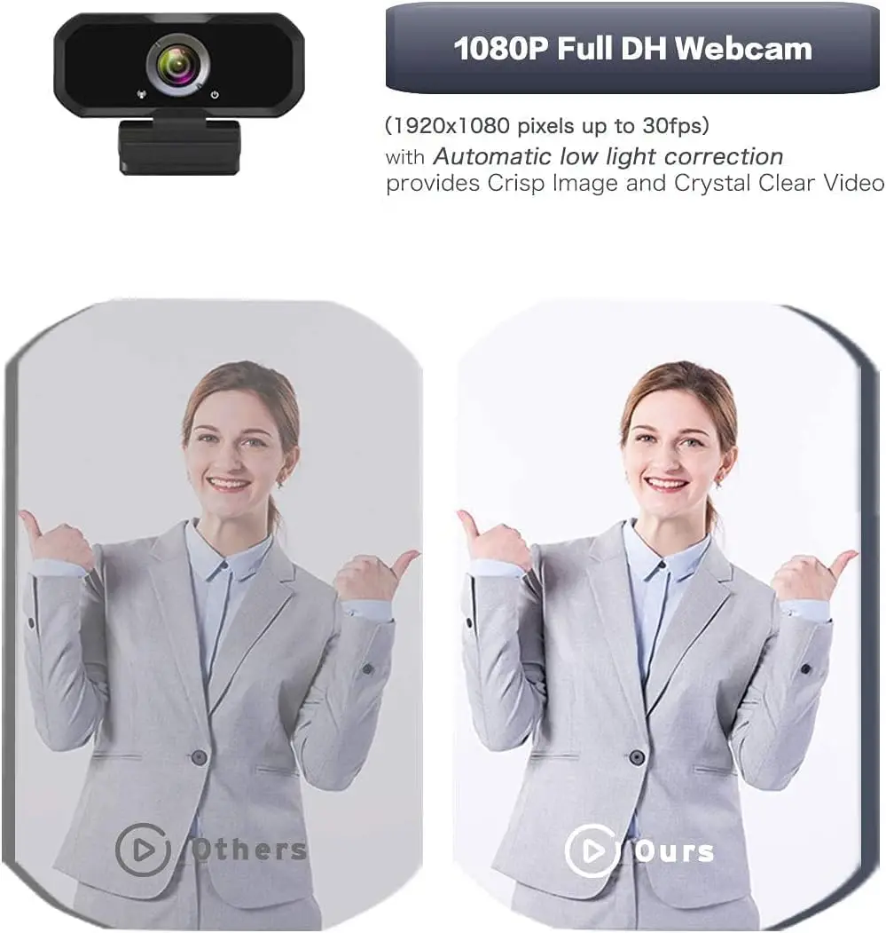 1080P HD Webcam with Microphone Wide Angle Tripod for PC 9
