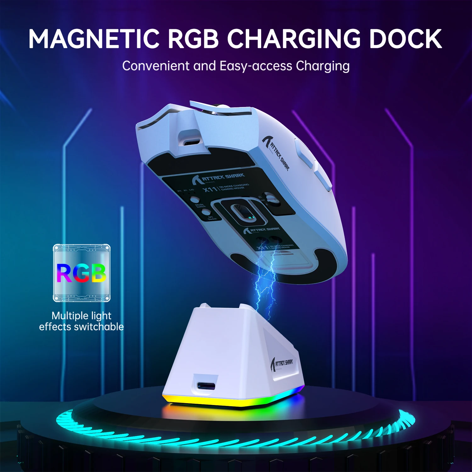 Attack Shark X11 Lightweight Wireless Gaming Mouse RGB 3 | PricZone Attack Shark X11 Lightweight Wireless Gaming Mouse RGB 3 | PricZone