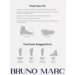 Infographic on finding your shoe size how to measure foot length and width with purchase suggestions standard wide narrow high arch and Bruno Marc branding | PricZone