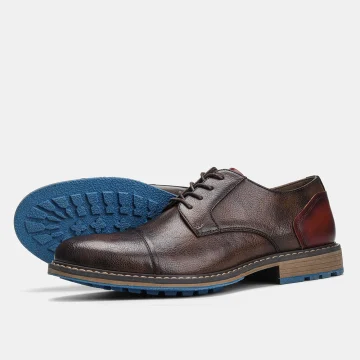 Retro Casual Leather Shoes Cap Toe Oxford Derby Fashion 2