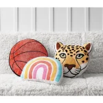 Beige Cheetah Embroidered Decorative Pillow for Kids Room 6 | PricZone