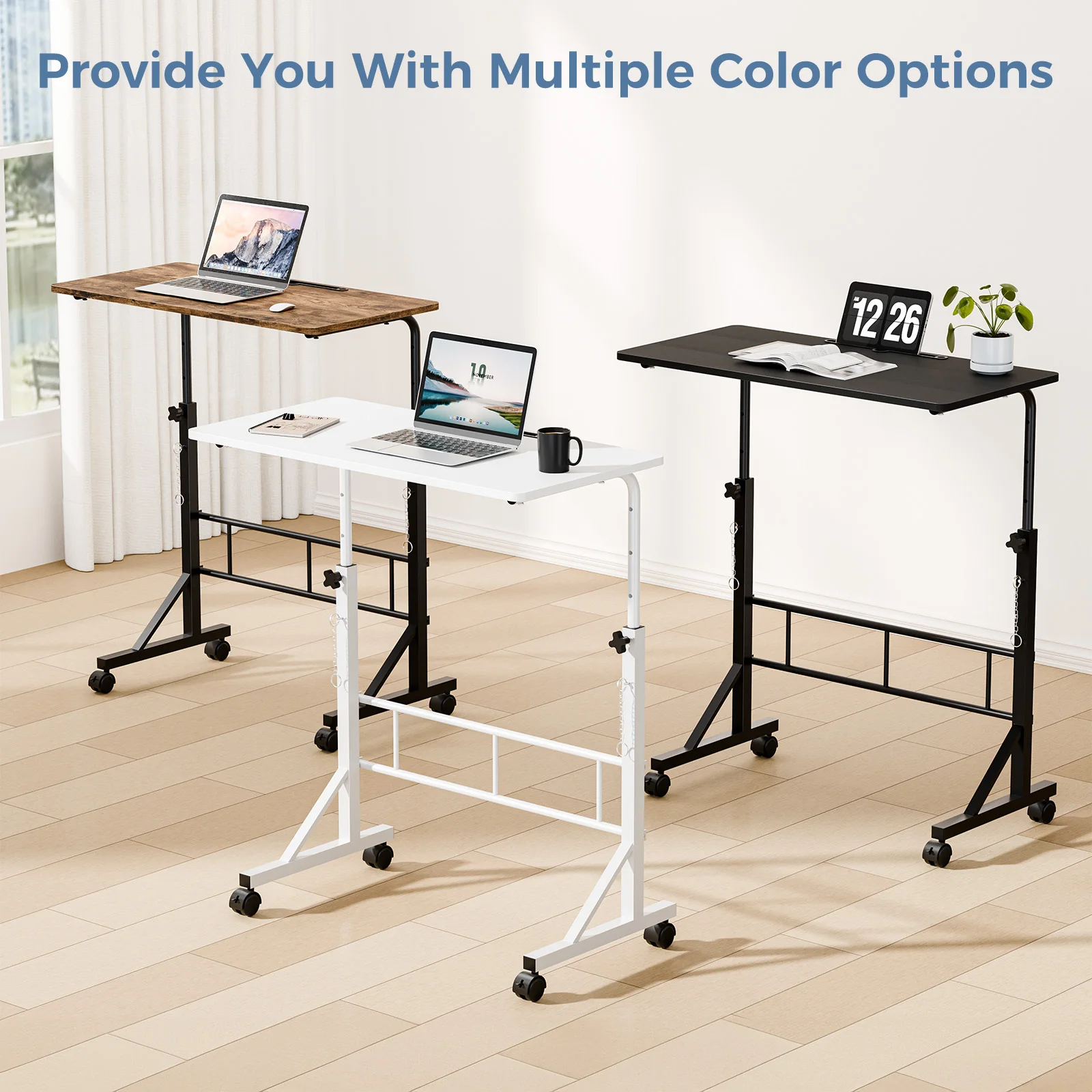 Adjustable 5inch Height Mobile Desk with Locking Wheels 6 | PricZone Adjustable 5 inch Height Mobile Desk with Locking Wheels 6 | PricZone