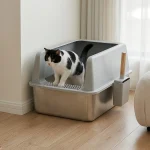 Large Stainless Steel Cat Litter Boxes with Scoop and Mat 3 | PricZone
