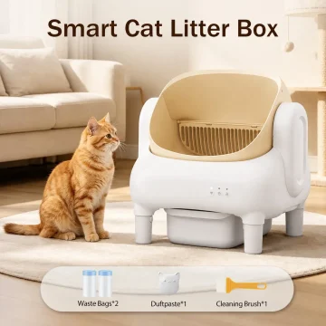 Cumrige Champagne Beige Smart Self‑Cleaning Cat Litter Box 2
