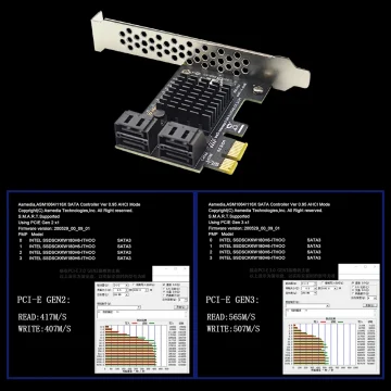 Ports SATA III PCIe Expansion Card 6Gbps 3.0 to 1X/4X 2