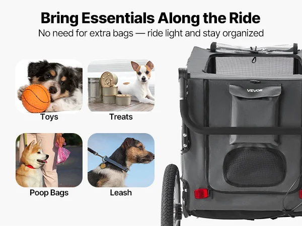 Succebuy 100 Lbs Dog Bike Trailer 2-In-1 Pet Stroller Cart 25