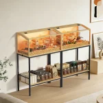 Large Wooden Hamster Cage Clear Tempered Glass Pet Small 5 | PricZone